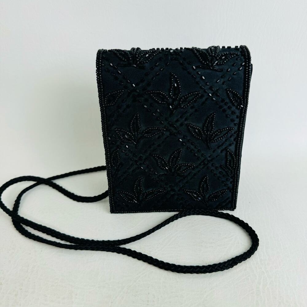 Y&S Vintage Mini Purse Black‎ Beaded Party Evening Formal Wallet Shoulder Bag